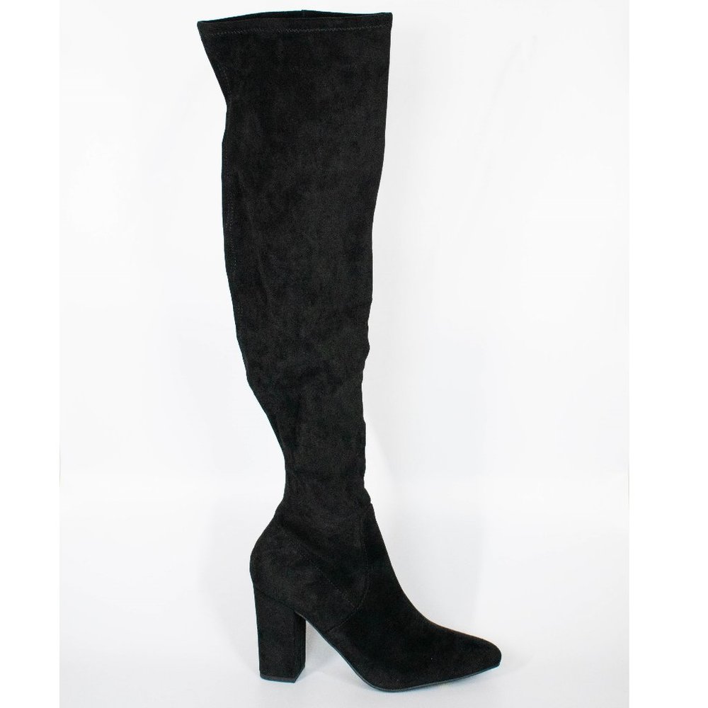 Wild Pair‎ Women's Black Cushioned Over-The-Knee Dress Heeled Boots